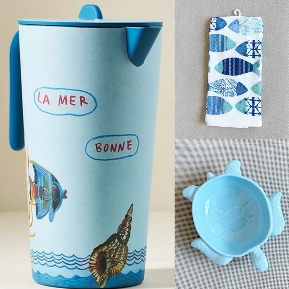 Anthropologie | Dining | Anthropologie Blue Ocean Theme Pitcher Bundle ...